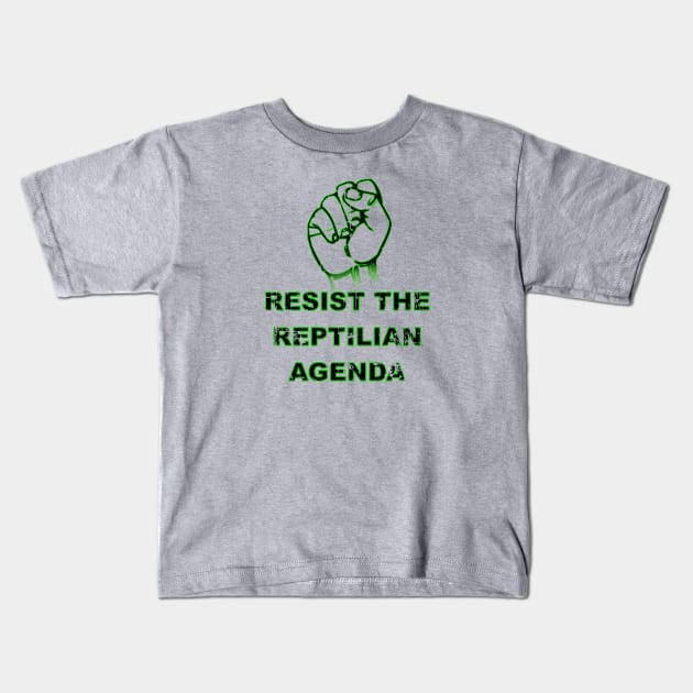 Resist The Reptilian Agenda Kids T-Shirt by Braznyc